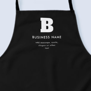 Bewerkbare bedrijfsnaam & slogan Zwart & Wit Schort