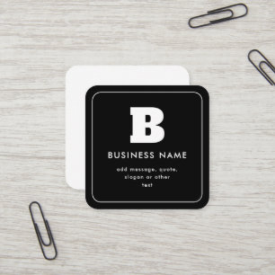 Bewerkbare bedrijfsnaam & slogan Zwart & Wit Vierkante Visitekaartje