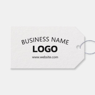 Bewerkbare bedrijfsnaam, website en geüpload logo cadeaulabel