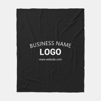 Bewerkbare bedrijfsnaam, website en geüpload logo fleece deken