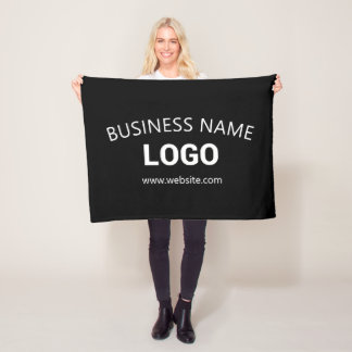 Bewerkbare bedrijfsnaam, website en geüpload logo fleece deken