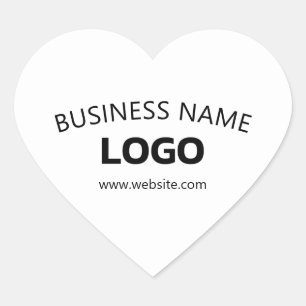 Bewerkbare bedrijfsnaam, website en geüpload logo hart sticker