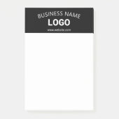 Bewerkbare bedrijfsnaam, website en geüpload logo post-it® notes (Voorkant)