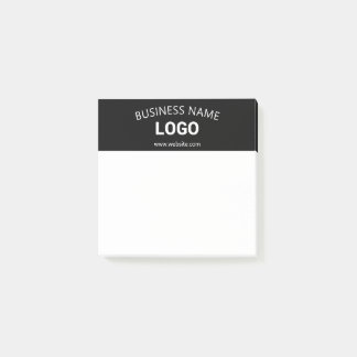 Bewerkbare bedrijfsnaam, website en geüpload logo post-it® notes