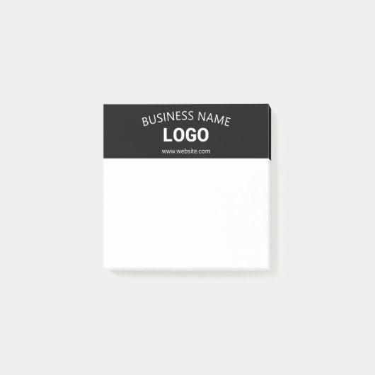 Bewerkbare bedrijfsnaam, website en geüpload logo post-it® notes (Voorkant)