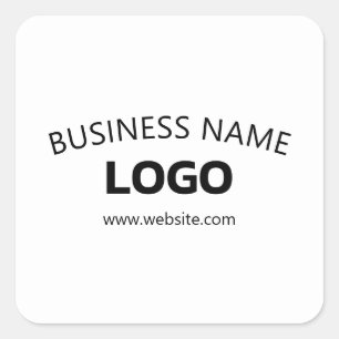 Bewerkbare bedrijfsnaam, website en geüpload logo vierkante sticker