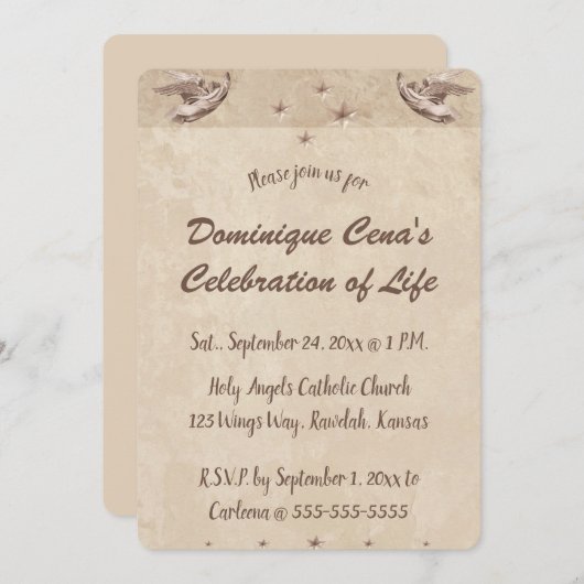 Bewerkbare Beige Angels Sterren Viering van het Le Kaart (Voorkant / Achterkant)