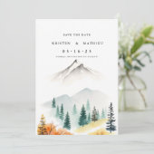 bewerkbare berg in het bos save the date (Staand voorkant)