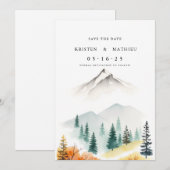 bewerkbare berg in het bos save the date (Voorkant / Achterkant)