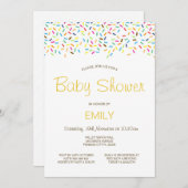 Bewerkbare besproeide babyshower uitnodiging gedru (Voorkant / Achterkant)