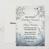 Bewerkbare bessen op Blue Wedding Kaart (Voorkant / Achterkant)