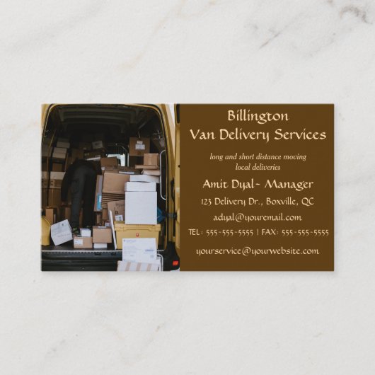 Bewerkbare bestelbusbezorgingsservices visitekaartje (Voorkant)