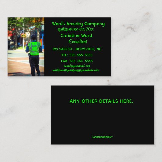 Bewerkbare beveiliging visitekaartje (Voorkant / Achterkant)