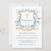 Bewerkbare bevestiging Blauw en Goud Monogram Kaart (Voorkant)