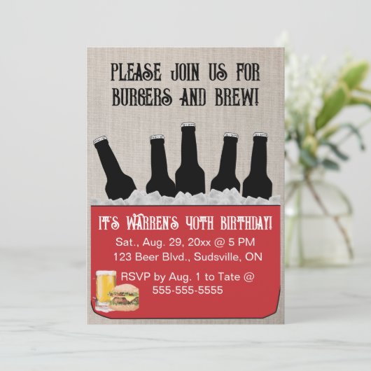 Bewerkbare bier- en brouwverjaardagsuitnodiging kaart (Staand voorkant)
