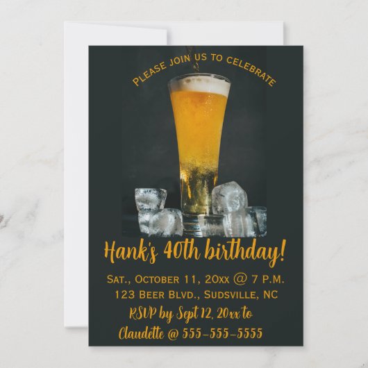 Bewerkbare Bier en Ice Party Kaart (Voorkant)