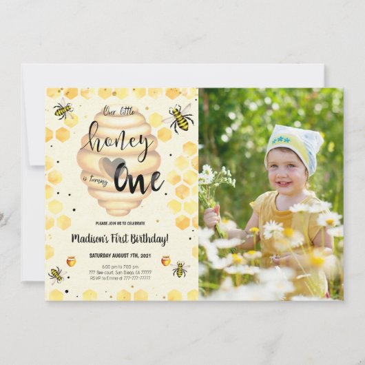 Bewerkbare Bij Foto Uitnodiging (Voorkant)