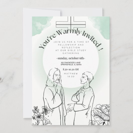 Bewerkbare Bijbelvers Bijbelstudie Uitnodiging (Voorkant)