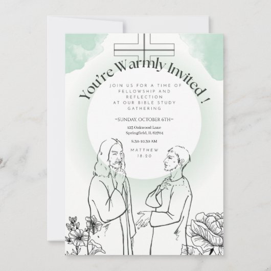Bewerkbare Bijbelvers Bijbelstudie Uitnodiging (Achterkant)
