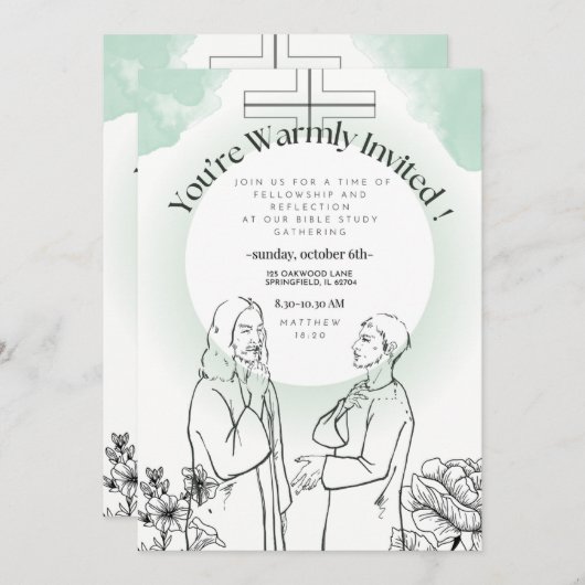 Bewerkbare Bijbelvers Bijbelstudie Uitnodiging (Voorkant / Achterkant)