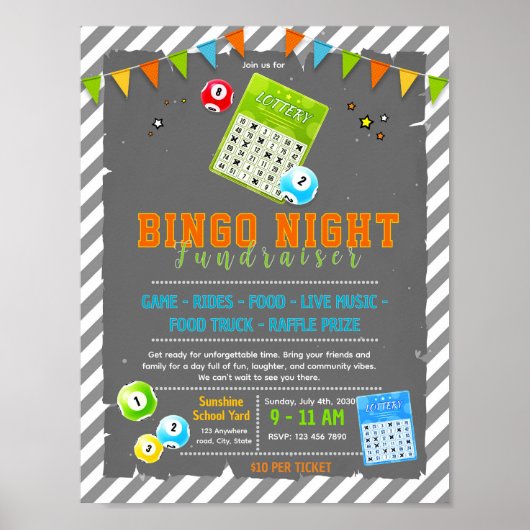 Bewerkbare bingo fondsenwervingsflyer poster (Voorkant)