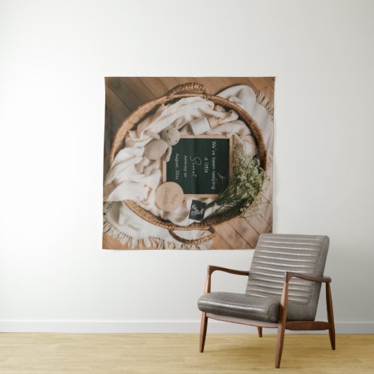 Bewerkbare bio-neutrale zwangerschapsaankondiging wandkleed (In Situ (horizontaal))