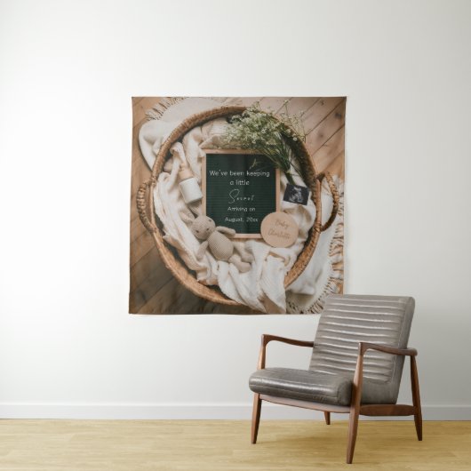 Bewerkbare bio-neutrale zwangerschapsaankondiging wandkleed (In situ)