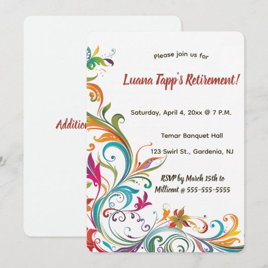 Bewerkbare bladeren en krullen kaart (Voorkant / Achterkant)