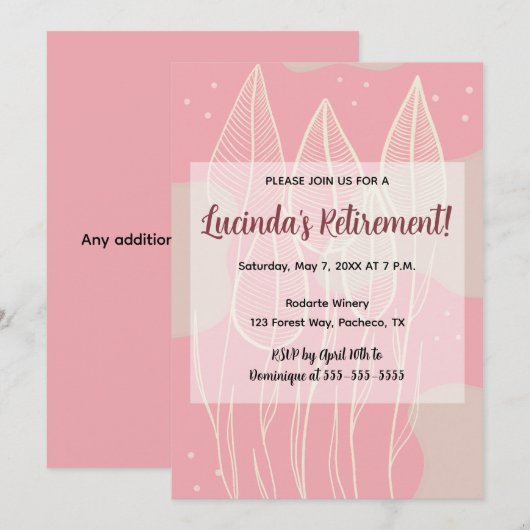 Bewerkbare bladeren en stoffige Roos achtergrond Kaart (Voorkant / Achterkant)