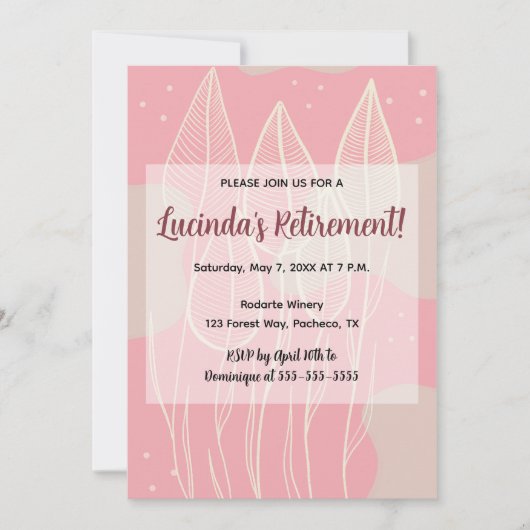 Bewerkbare bladeren en stoffige roze achtergrond kaart (Voorkant)