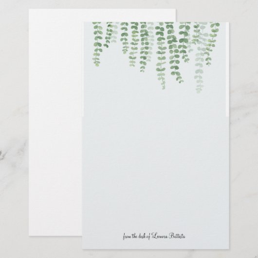 Bewerkbare bladeren uit een hangende mand briefpapier (Voorkant / Achterkant)