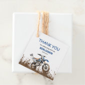 Bewerkbare blauwe ATV wieler fiets verjaardagscirk Bedankjes Labels (In situ)