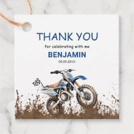 Bewerkbare blauwe ATV wieler fiets verjaardagscirk Bedankjes Labels