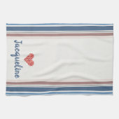 Bewerkbare blauwe beige gestreepte keukenhanddoek (Horizontaal)