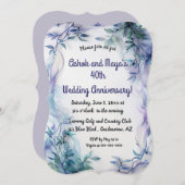 Bewerkbare Blauwe Bladeren en Paarse Golven Uitnod Kaart (Voorkant / Achterkant)