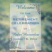 Bewerkbare Blauwe Bloemen Viering Acryl Bord (Neutraal)