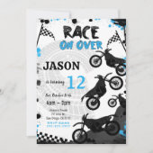 bewerkbare blauwe fiets verjaardagsuitnodiging kaart (Voorkant)