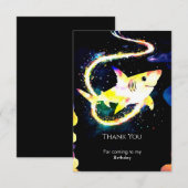 Bewerkbare blauwe grillige haai verjaardag bedankkaart (Voorkant / Achterkant)