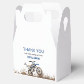 bewerkbare blauwe motorfiets crossmotor, verjaarda bedankdoosjes (Geopend)