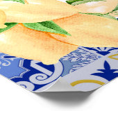 Bewerkbare Blauwe Tegels Citrus teken Poster (Hoek)