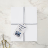 Bewerkbare blauwe verjaardagsmotorfiets bedankkaar cadeaulabel (Met Touw)