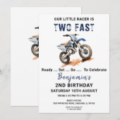 Bewerkbare Blauwe Vuilfiets 2e Verjaardag Uitnodig Kaart (Voorkant / Achterkant)