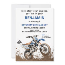 Bewerkbare Blauwe Vuilfiets Verjaardag Uitnodiging