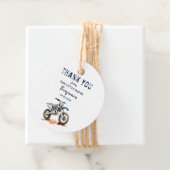 Bewerkbare Blauwe Vuilfiets Verjaardagscyclus Bedankjes Labels (In situ)