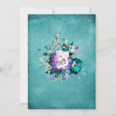 Bewerkbare Blauwgroen en Paarse gouden bruiloft Kaart (Achterkant)