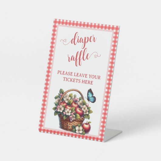 Bewerkbare Bloemen Apple Luier Raffle Tafelteken Reclamebord Met Voetstuk (Voorkant)