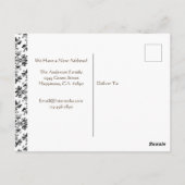 Bewerkbare Bloemen Damast Zwart op Wit Net Verplaa Briefkaart (Achterkant)