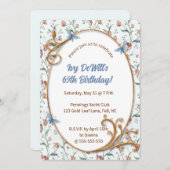 Bewerkbare Bloemen en Blauwe Vlinders Kaart (Voorkant / Achterkant)