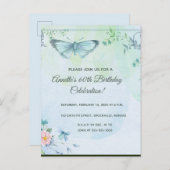 Bewerkbare bloemen en Butterfly verjaardagsuitnodi Uitnodiging Briefkaart (Voorkant / Achterkant)