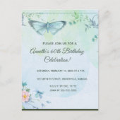 Bewerkbare bloemen en Butterfly verjaardagsuitnodi Uitnodiging Briefkaart (Voorkant)